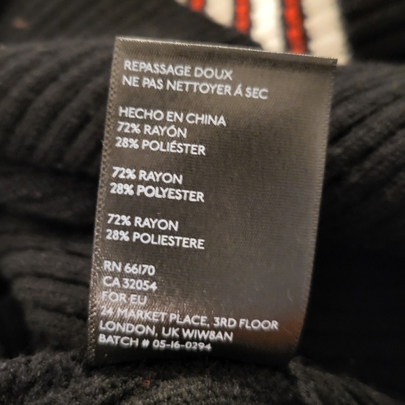 Urban Outfitters High Neck Stripe Sweater Black/Red/White - S/P - Picture 6 of 8